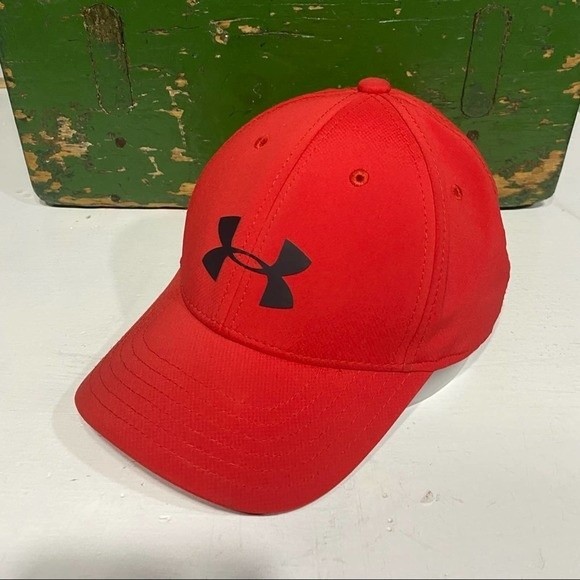 Under Armour Other - Under Armour Red Black Logo Youth Fitted Baseball Cap Hat Youth Small/Medium